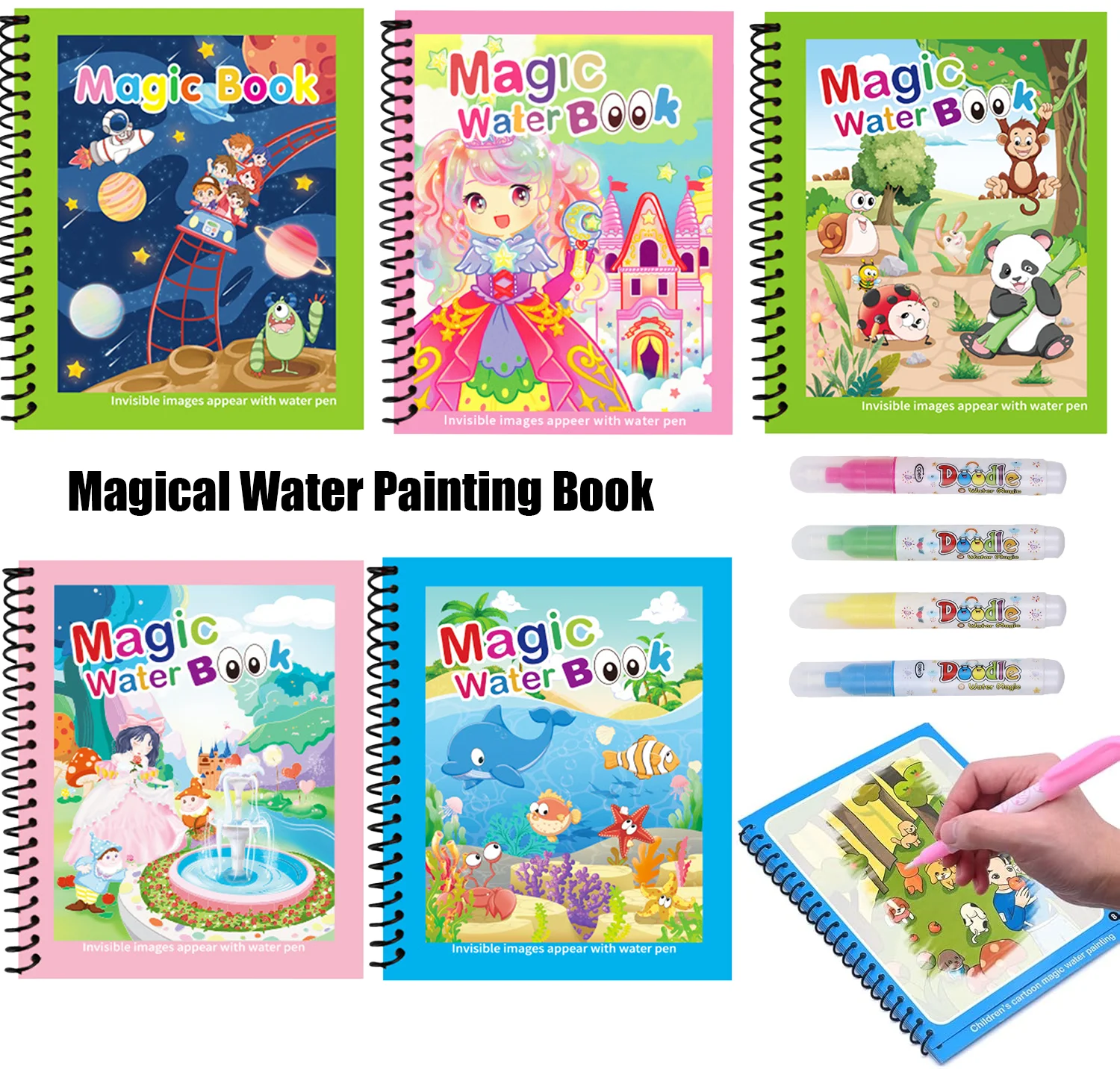 Reusable Painting Book Montess - Reusable Water Magic Coloring Book 评论和价格